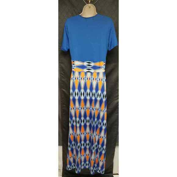 Chic Me Royal Blue & Orange Tribal Print Maxi/Long Dress Size Medium NWT - Picture 5 of 7